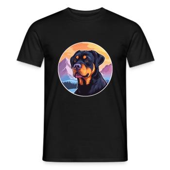 Rottweiler Hunderasse Cartoon Kawaii Aquarell - Männer T-Shirt - Schwarz - Vorne - AI Model Male 178 light (178cm)