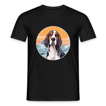 Chien courant russe race Cartoon Kawaii aquarelle - T-shirt homme - noir - Devant - AI Model Male 178 light (178cm)