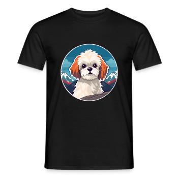 Russe jouet chien race dessin animé Kawaii aquarelle - T-shirt homme - noir - Devant - AI Model Male 178 light (178cm)