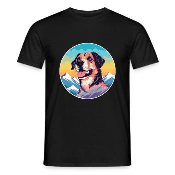 Sapsali Dog Breed Cartoon Kawaii Watercolor - Men's T-Shirt - black - Front - AI Model Male 178 light (178cm)