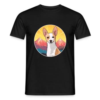 Portugiesische Podengo Pequeno Hunderasse Cartoon Kawai - Männer T-Shirt - Schwarz - Vorne - AI Model Male 178 light (178cm)