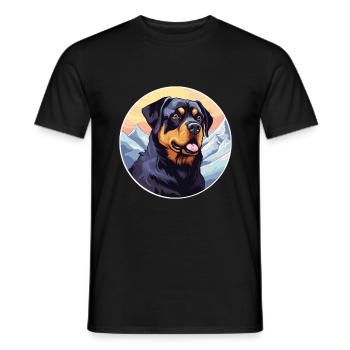 Rottweiler Hunderasse Cartoon Kawaii Aquarell - Männer T-Shirt - Schwarz - Vorne - AI Model Male 178 light (178cm)