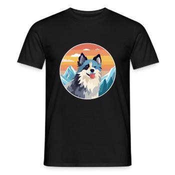 Scandinavian Dog Breed Cartoon Kawaii Watercolor - Men's T-Shirt - black - Front - AI Model Male 178 light (178cm)