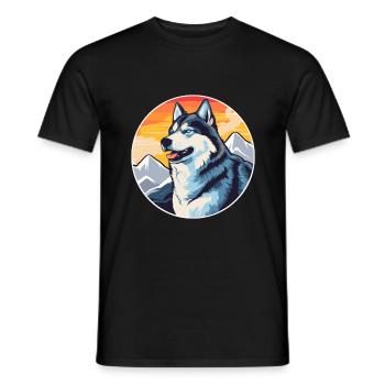 Seppala Sibérien Traîneau Chien Race Dessin animé Kawaii - T-shirt homme - noir - Devant - AI Model Male 178 light (178cm)