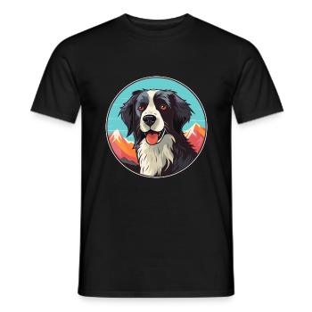Stabyhoun chien race dessin animé Kawaii aquarelle - T-shirt homme - noir - Devant - AI Model Male 178 light (178cm)