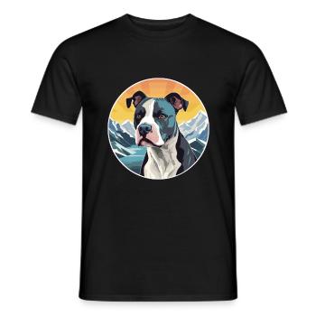 Staffordshire Bull Terrier chien race Cartoon Kawai - T-shirt homme - noir - Devant - AI Model Male 178 light (178cm)