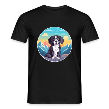 Strellufstover race de chien dessin animé Kawaii aquarelle - T-shirt homme - noir - Devant - AI Model Male 178 light (178cm)