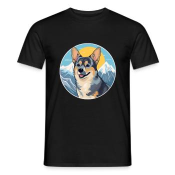 Swedish Vallhund Dog Breed Cartoon Kawaii Watercol - Men's T-Shirt - black - Front - AI Model Male 178 light (178cm)