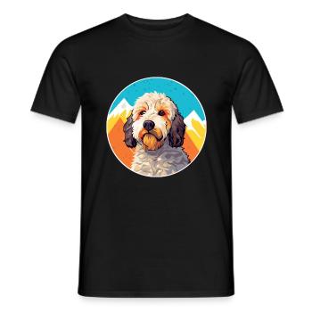 Spanischer Wasserhund Rasse Cartoon Kawaii Aquarell - Männer T-Shirt - Schwarz - Vorne - AI Model Male 178 light (178cm)