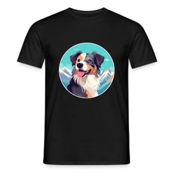 Slovensky Cuvac race de chien dessin animé kawaii watercolo - T-shirt homme - noir - Devant - AI Model Male 178 light (178cm)