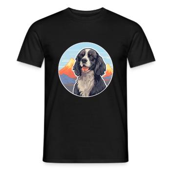 Spaniel Dog Breed Cartoon Kawaii Watercolor - Men's T-Shirt - black - Front - AI Model Male 178 light (178cm)