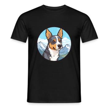 St Miguel Cattle Dog Rasse Cartoon Kawaii Watercol - Männer T-Shirt - Schwarz - Vorne - AI Model Male 178 light (178cm)