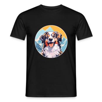 Taigan Dog Breed Cartoon Kawaii Watercolor - Men's T-Shirt - black - Front - AI Model Male 178 light (178cm)