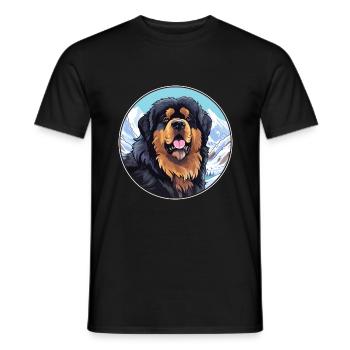 Tibetischer Mastiff Hunderasse Cartoon Kawaii Watercolo - Männer T-Shirt - Schwarz - Vorne - AI Model Male 178 light (178cm)