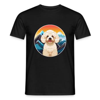 Toy Poodle Dog Breed Cartoon Kawaii Watercolor - Men's T-Shirt - black - Front - AI Model Male 178 light (178cm)