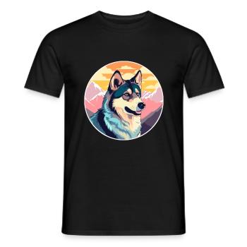 Westsibirische Laika-Hunderasse Karikatur Kawaii-Wasser - Männer T-Shirt - Schwarz - Vorne - AI Model Male 178 light (178cm)