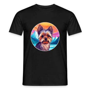 Yorkshire Terrier Dog Breed Cartoon Kawaii Waterco - Men's T-Shirt - black - Front - AI Model Male 178 light (178cm)