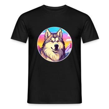 Alaska Malamute Hunderasse Cartoon Kawaii Watercol - Männer T-Shirt - Schwarz - Vorne - AI Model Male 178 light (178cm)