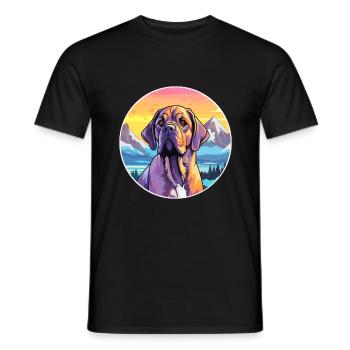 Alpine Mastiff Dog Breed Cartoon Kawaii Watercolor - Men's T-Shirt - black - Front - AI Model Male 178 light (178cm)