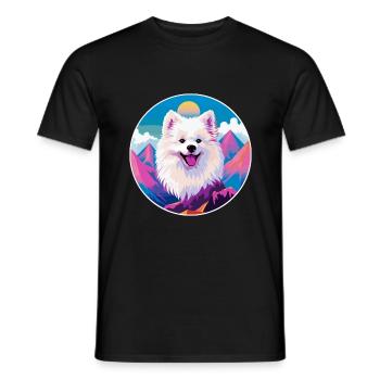 Amerikanische Eskimo-Hunderasse Karikatur Kawaii Watercolo - Männer T-Shirt - Schwarz - Vorne - AI Model Male 178 light (178cm)