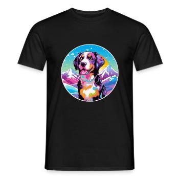 Ariegeois race de chien dessin animé kawaii aquarelle - T-shirt homme - noir - Devant - AI Model Male 178 light (178cm)