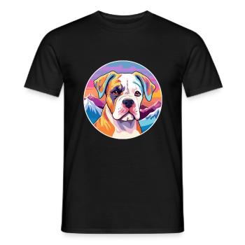 Bouledogue américain chiot chien race dessin animé Kawaii Wa - T-shirt homme - noir - Devant - AI Model Male 178 light (178cm)
