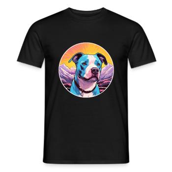 American PitBull Terrier Dog Breed Cartoon Kawaii - Men's T-Shirt - black - Front - AI Model Male 178 light (178cm)