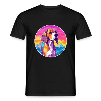 BeagleHarrier Scent Hound Dog Breed Cartoon Kawaii - Men's T-Shirt - black - Front - AI Model Male 178 light (178cm)