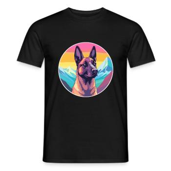 Belgian Malinois Dog Breed Cartoon Kawaii Watercol - Men's T-Shirt - black - Front - AI Model Male 178 light (178cm)