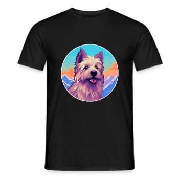 Berger Picard chien race dessin animé Kawaii aquarelle - T-shirt homme - noir - Devant - AI Model Male 178 light (178cm)