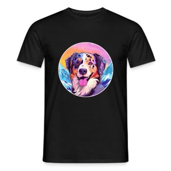 Alano Español chien race dessin animé Kawaii aquarelle - T-shirt homme - noir - Devant - AI Model Male 178 light (178cm)