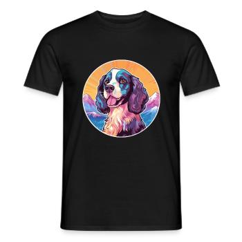 Alpine Spaniel Dog Breed Cartoon Kawaii Watercolor - Men's T-Shirt - black - Front - AI Model Male 178 light (178cm)