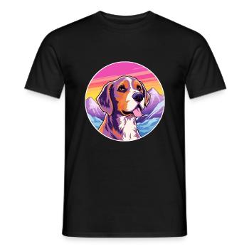 Andalusischer Jagdhund Rasse Cartoon Kawaii Watercol - Männer T-Shirt - Schwarz - Vorne - AI Model Male 178 light (178cm)