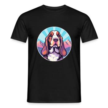 Basset Bleu De Gascogne Dog Breed Cartoon Kawaii W - Men's T-Shirt - black - Front - AI Model Male 178 light (178cm)