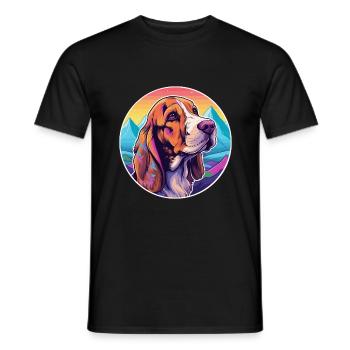 Basset Fauve de Bretagne Hunderasse Cartoon Kawaii - Männer T-Shirt - Schwarz - Vorne - AI Model Male 178 light (178cm)