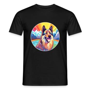 Belgische Tervuren-Hunderasse Karikatur Kawaii Watercol - Männer T-Shirt - Schwarz - Vorne - AI Model Male 178 light (178cm)