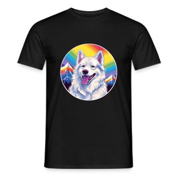 Berger Blanc Suisse Dog Breed Cartoon Kawaii Water - Men's T-Shirt - black - Front - AI Model Male 178 light (178cm)