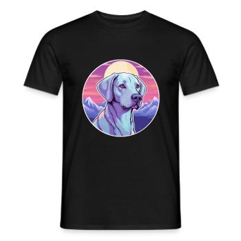 Bleu dentelle chien race dessin animé Kawaii aquarelle - T-shirt homme - noir - Devant - AI Model Male 178 light (178cm)