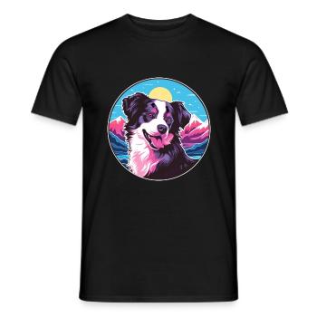Border Collie Hunderasse Cartoon Kawaii Aquarell - Männer T-Shirt - Schwarz - Vorne - AI Model Male 178 light (178cm)