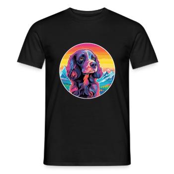 Boykin Épagneul chien race dessin animé Kawaii aquarelle - T-shirt homme - noir - Devant - AI Model Male 178 light (178cm)