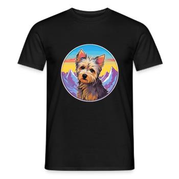 Australian Silky Terrier Dog Breed Cartoon Kawaii - Men's T-Shirt - black - Front - AI Model Male 178 light (178cm)