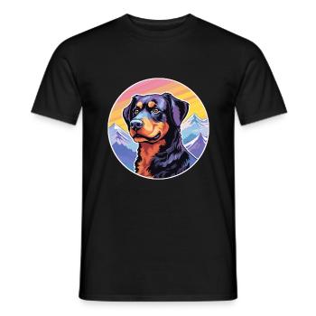Beauceron chien race dessin animé Kawaii aquarelle - T-shirt homme - noir - Devant - AI Model Male 178 light (178cm)