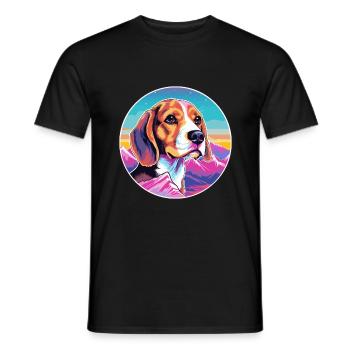 Beagle Kleiner Dufthund Hund Rasse Cartoon Kawaii - Männer T-Shirt - Schwarz - Vorne - AI Model Male 178 light (178cm)