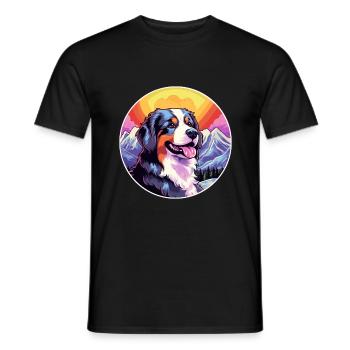 Berner Laufhund Dog Breed Cartoon Kawaii Watercolo - Men's T-Shirt - black - Front - AI Model Male 178 light (178cm)