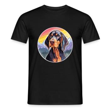 Noir et Tan Coonhound chien race Cartoon Kawaii W - T-shirt homme - noir - Devant - AI Model Male 178 light (178cm)