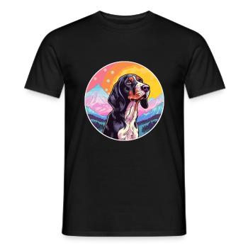 Bluetick Coonhound chien race dessin animé kawaii waterc - T-shirt homme - noir - Devant - AI Model Male 178 light (178cm)