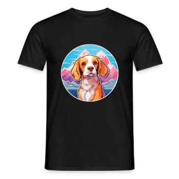 Brittany Spaniel Dog Breed Cartoon Kawaii Watercol - Men's T-Shirt - black - Front - AI Model Male 178 light (178cm)