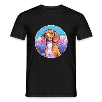 Burgos Pointer chien race dessin animé Kawaii aquarelle - T-shirt homme - noir - Devant - AI Model Male 178 light (178cm)