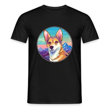 Carolina race de chien dessin animé Kawaii aquarelle - T-shirt homme - noir - Devant - AI Model Male 178 light (178cm)