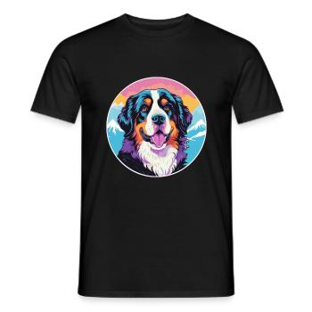 Bernese Mountain Dog Breed Cartoon Kawaii Watercol - Men's T-Shirt - black - Front - AI Model Male 178 light (178cm)